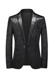 Blazer noir à un bouton à revers cranté pour homme avec poches