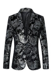 Noir Doré Jacquard Châle Revers Un Bouton Blazer De Smoking Homme
