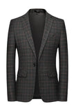 Blazer à revers crantés à carreaux gris foncé pour homme
