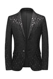 Blazer pour homme à poches crantées imprimées noires