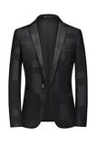 Blazer noir à revers crantés à un bouton pour homme