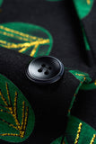 Blazer de bal à revers crantés imprimé de feuilles vert foncé pour homme
