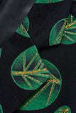 Blazer de bal à revers crantés imprimé de feuilles vert foncé pour homme