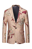 Blazer de bal à revers crantés à imprimé floral pour homme