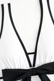Maillot de bain une pièce découpé blanc avec nœud