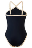 Maillot de bain une pièce noir avec bordure contrastée nude