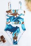 Maillot de bain une pièce imprimé bleu avec couverture