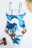 Maillot de bain une pièce imprimé bleu avec couverture