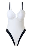 Maillot de bain une pièce à bretelles spaghetti blanc