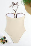 Maillot de bain une pièce découpé dos nu ivoire avec couverture