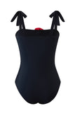 Maillot de bain une pièce 3D fleur noir avec couverture