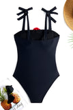 Maillot de bain une pièce 3D fleur noir avec couverture
