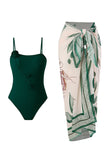 Maillots de bain une pièce vert imprimé en 3D fleur