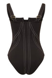 Maillot de bain une pièce sans manches noir avec pantalon