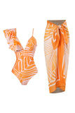 Maillot de bain une pièce une pièce imprimé orange licol