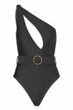 Maillot de bain de plage une pièce noir découpé