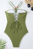 Maillots de bain de plage une pièce vert poussiéreux découpés