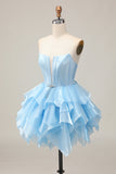 Corset à plusieurs niveaux bleu Une robe de bal sans bretelles avec lacets dans le dos
