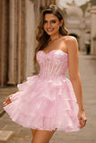 corset bustier à paillettes roses Robe de cocktail