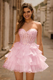 corset bustier à paillettes roses Robe de cocktail