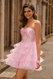 corset bustier à paillettes roses Robe de cocktail