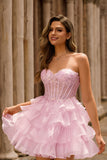 corset bustier à paillettes roses Robe de cocktail