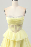 Vert Une ligne Sweetheart Corset Robe de bal avec perles