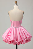 Rose moulante Sweetheart Satin Corset Homecoming Dress avec strass