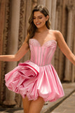 Rose sans bretelles une corset corset perlé maison avec strass