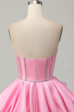 Rose moulante Sweetheart Satin Corset Homecoming Dress avec strass