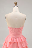 Bustier violet à plusieurs niveaux Corset Une ligne courte Robe De Cocktail