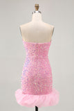 Robe De Cocktail moulante à paillettes roses scintillante roses pour les retrouvailles