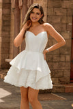 Robe de cocktail corset blanc sans bretelles