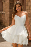 Robe de cocktail corset blanc sans bretelles