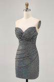 Robe De Cocktail Courte moulante noire scintillante avec paillettes