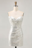 Robe De Cocktail Courte moulante noire scintillante avec paillettes