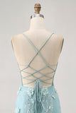 Corset bleu Paillettes Floral Moulante Robe de cocktail