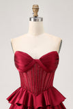 Sans Bretelles Une Ligne Corset Vert Robe de cocktail avec Perles