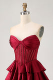 Sans Bretelles Une Ligne Corset Vert Robe de cocktail avec Perles