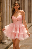 Blush A-Trap Robe de cocktail à plusieurs niveaux avec fleurs 3D