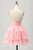 Blush A-Trap Robe de cocktail à plusieurs niveaux avec fleurs 3D