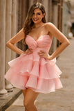 Blush A-Trap Robe de cocktail à plusieurs niveaux avec fleurs 3D