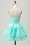 Blush A-Trap Robe de cocktail à plusieurs niveaux avec fleurs 3D