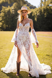 Robe de mariée western en dentelle corset corset blanc
