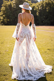 Robe de mariée western en dentelle corset corset blanc
