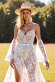 Robe de mariée western en dentelle corset corset blanc