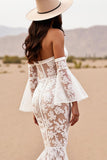 Sirène dentelle blanche Sweep Train Robe de mariée western