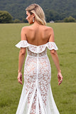 Robe de mariée occidentale blanche haute basse dentelle avec volants
