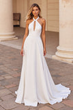 Robe de mariée licol blanc à une ligne