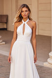 Robe de mariée licol blanc à une ligne